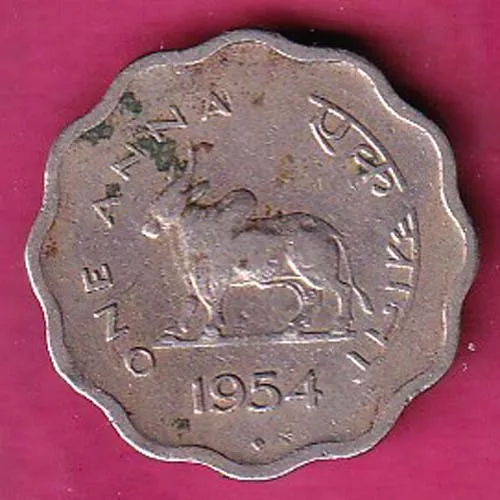 GOVERNMENT OF INDIA 1954  BOMBAY MINT ONE ANNA COIN SK 1292