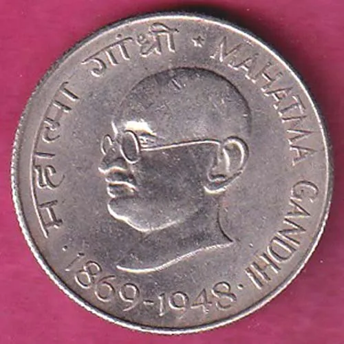 Republic  India 1869 1948 Mahatma Gandhi 50 Paisa coin sk 1298