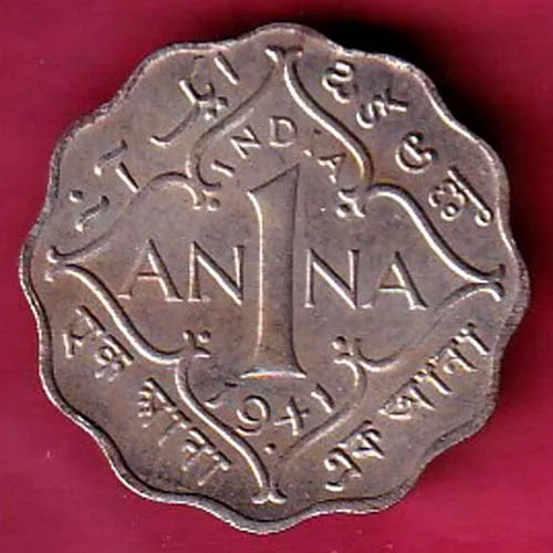 unc British India 1941 George vi king 1 anna coin sk 1327