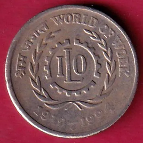 republic india 1919 1994 world of work 5 rupee coin  sk 1337