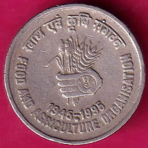 Republic India noida mint Food and Agriculture Organisation 5 Rupee Rare Coin  HSK37