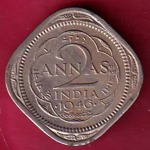 British India 1946  George vi King 2 anna coin sk 1355