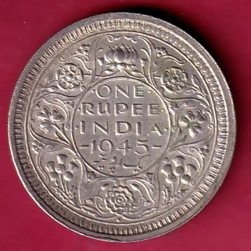 British India 1945 Bombay Mint George Vi King One Rupee Silver Coin sk 1403