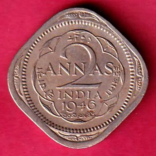 British India 1946 George vi king 2 anna coin sk 1442