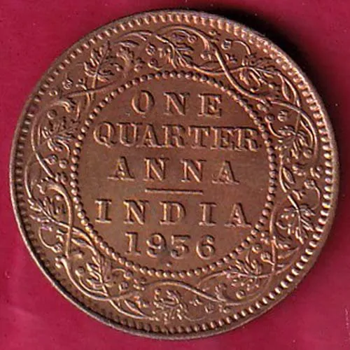 British India 1936 George V King One Quarter Anna Copper Coin Sk 1451 