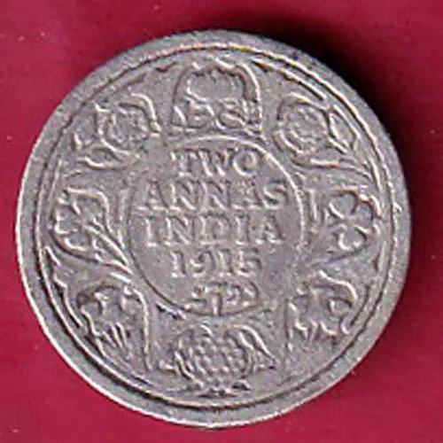 BRITISH INDIA 1915 GEORGE V KING EMPEROR 2 ANNA COIN SK 1497