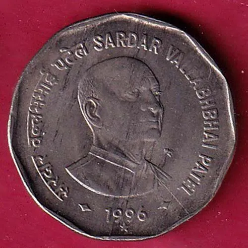 Republic India 1996 Hyderabad Mint Sardar Vallabh Bhai Patel 2 Rupee Coin sk 1519