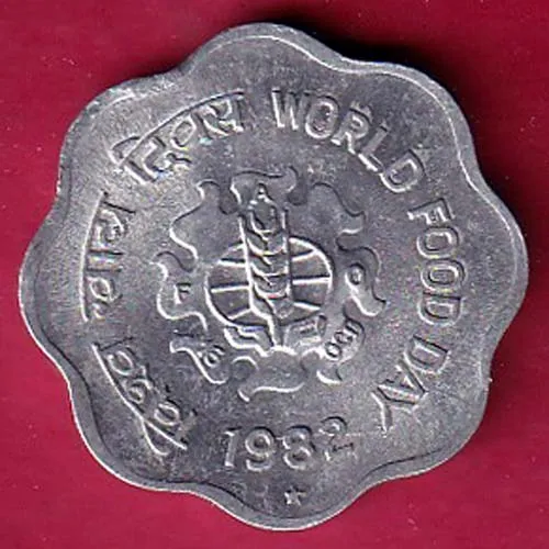 Republic India 1982 Hyderabad Mint World Food Day 10 Paisa Coin sk 1522