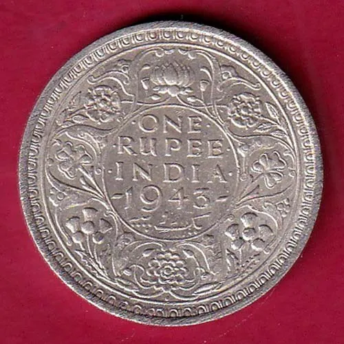 British India 1943 Bombay Mint George Vi King One Rupee Silver Coin sk 1535