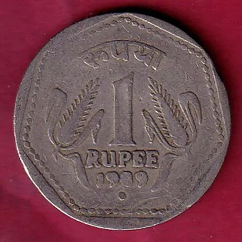 error  metal pread in ate Republic India 1989 NOIDA Mint One Rupee Coin sk 1544