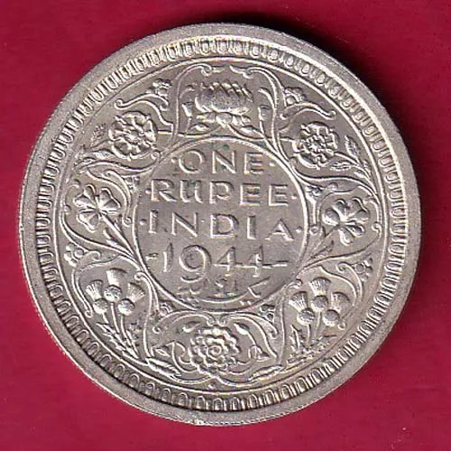 British India 1944 Bombay Mint George Vi King One Rupee Silver Coin Sk 