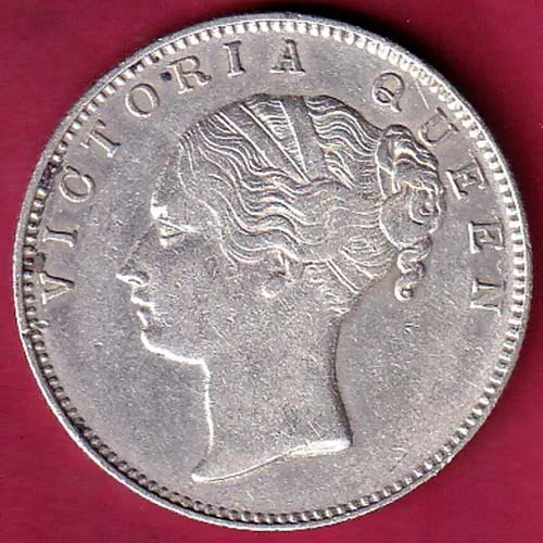 East India Company 1840 Countinious Legend Victoria Queen 1 Rupee Silver Coin sk 1550