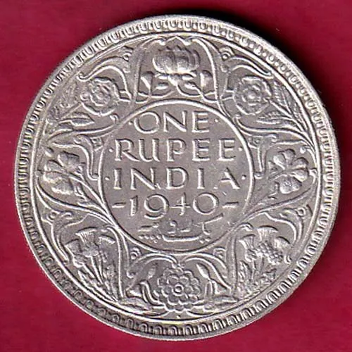 British India 1940 Bombay Mint George VI King Emperor One Rupee Silver Coin sk 1555