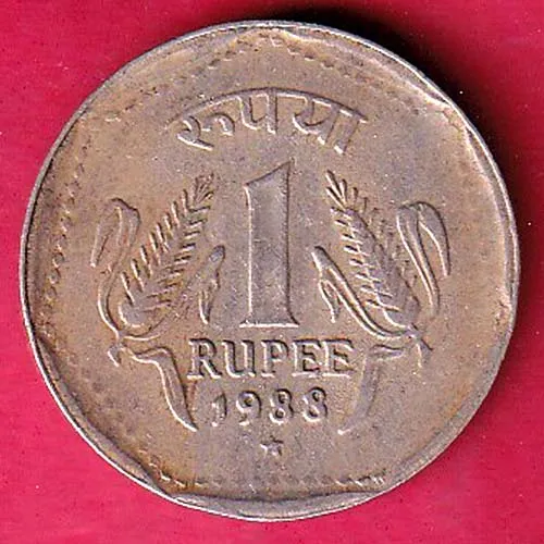 Republic India 1988 Hyderabad Mint One Rupee Coin sk 1586