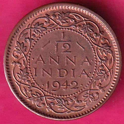 British India 1942 George VI Copper Coin  HSK 68