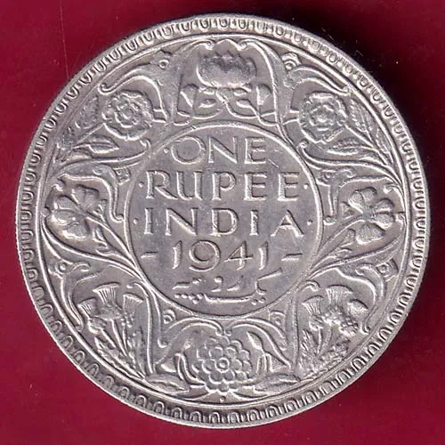 British India 1941 Bombay Mint George Vi King One Rupee Silver Coin sk 1609