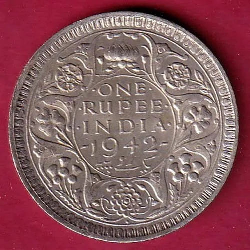 British India 1942 Bombay Mint George Vi King One Rupee Silver Coin sk 1610