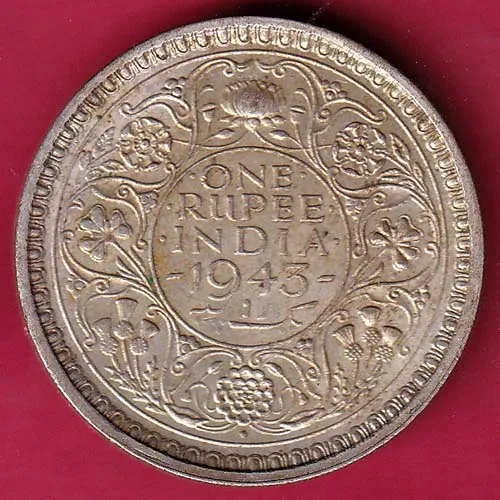 British India 1943 Bombay Mint George Vi King One Rupee Silver Coin sk 1611