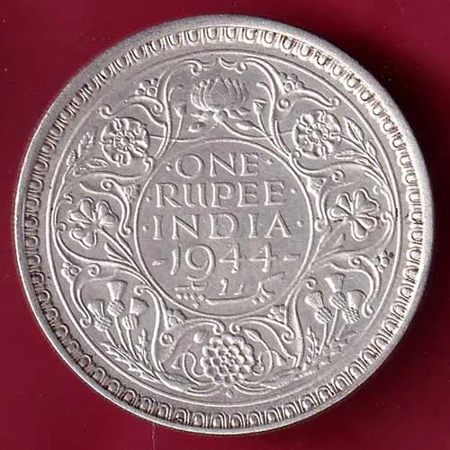 British India 1944 Bombay Mint George Vi King One Rupee Silver Coin sk 1612