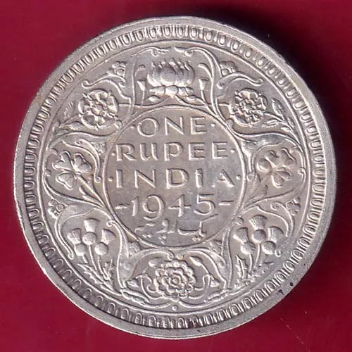 British India 1945 Bombay Mint George Vi King One Rupee Silver Coin sk 1613