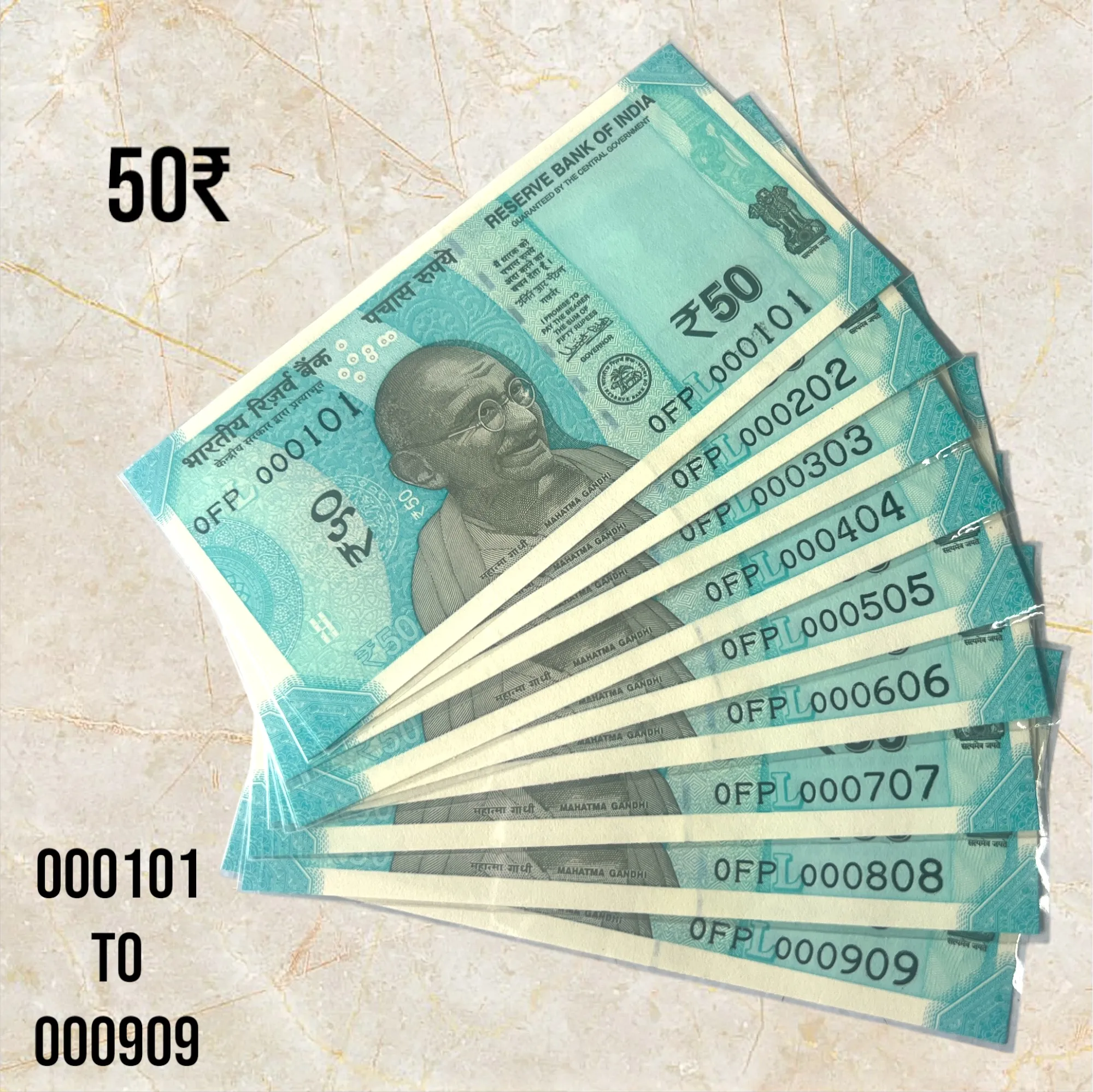 50₹ 000101 To 000909 Urjit Patel L 2018