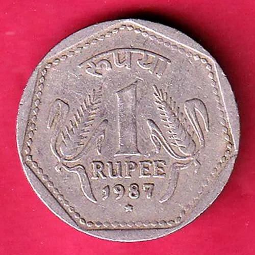 Republic India 1987 Hyderabad Mint One Rupee Con sk 1649