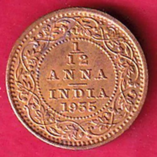 British India 1935 George V King Anna Copper Coin sk 1652