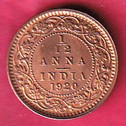 British India 1920 George V King Anna Copper Coin sk 1654