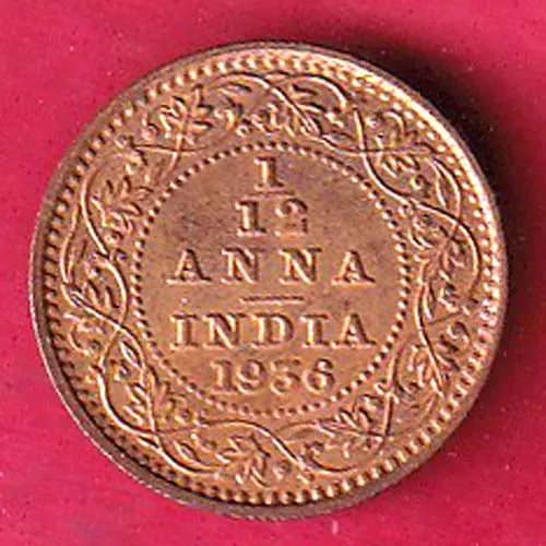 British India 1936 George V King Anna Copper Coin sk 1657