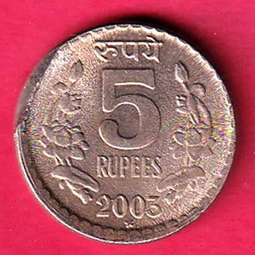 Error Republic India 2003 Hyderabad Mint 5 Rupee Coin sk 1661