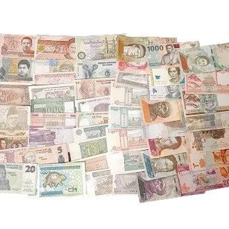 50 Pcs Different Foreign Currency note with 60 Pocket Note  Album