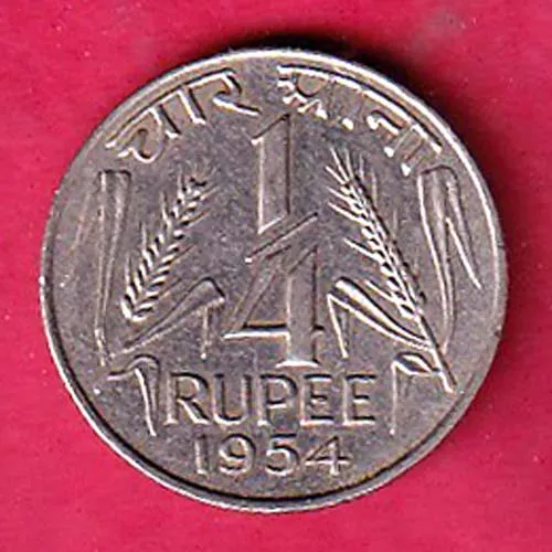 Goverment Of India 1954 Quarter Rupee Coin k 1666