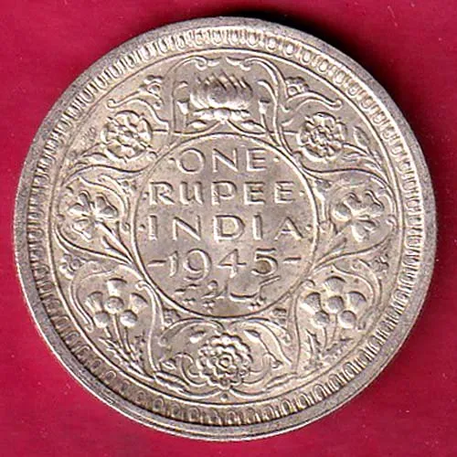 Brtish Indi 1945 Bombay Mint George vi King One Rupee Coin sk 1672