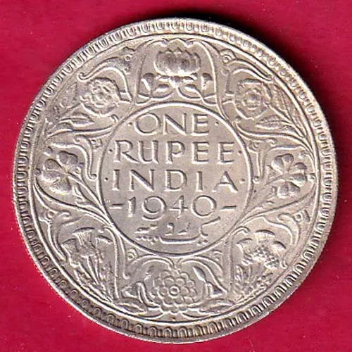 British India1940 George Vi King One Rupee Silver Coin sk 1681