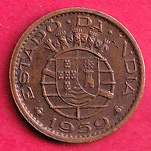 PORTUHUESE INDIA  1959 10 Centavos Copper Coin sk 1687