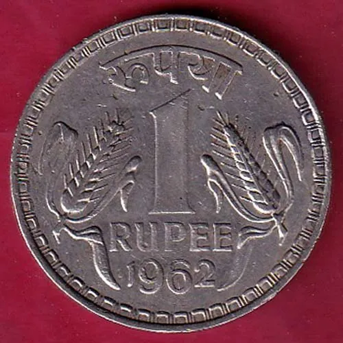 Repubic India 1962 One Rupee Coin sk 1692