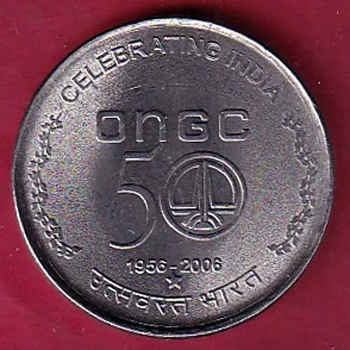 Republic India 1956 2006 Hyderabad Mint  50 Years Celebratiion  Of ONGC India 5 Rupee Coin sk 1698