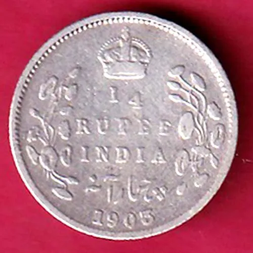 British India 1903  Edward Vii King Emperior Quarter Rupee Coin sk 1910