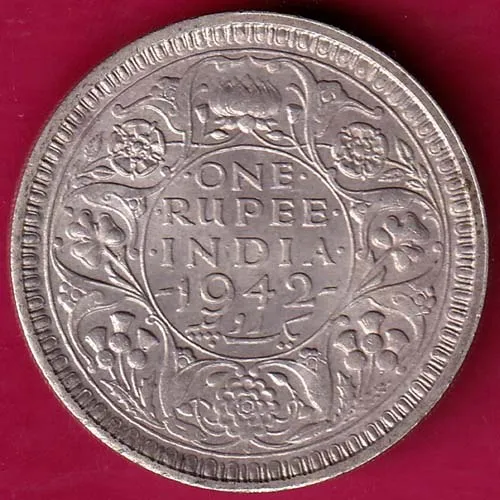 British India 1942 George vi Kig  One Rupee Silver Coin sk 1725