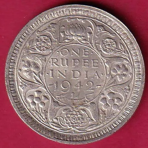 British India 1942 George Vi King One Rupee Silver Coin sk 1735