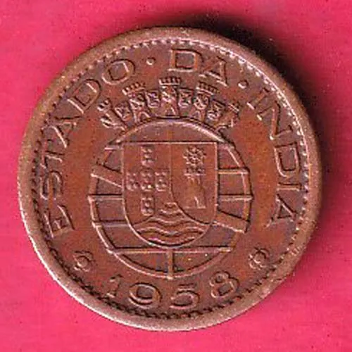 Portuguese India 10 Centavaos 1958 Copper Coin sk 1766