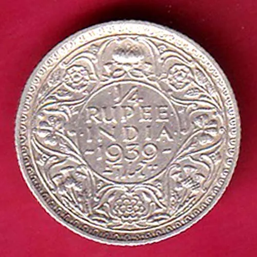 British India 1939 George Vi King Quarter Rupee Silver Coin sk 1776