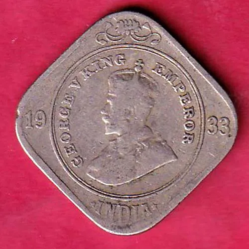 British India 1933 George v King 2 Anna Coin sk 1780