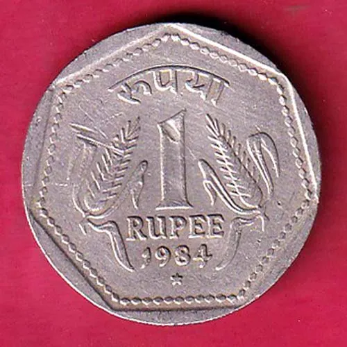 Republic India 1984 Hydera Bad Mint One Rupee Coin sk 1796