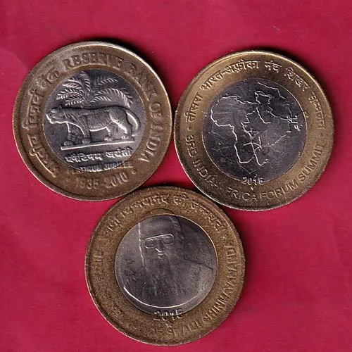 Set Of 3 Coins Republic India 10 Rupee Coins sk 1828