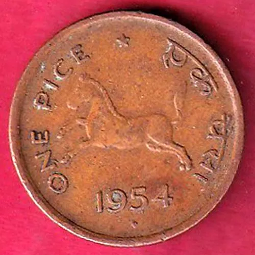 Goverment Of India 1954 hyderabad mint One Pice Copper  Coin sk1832