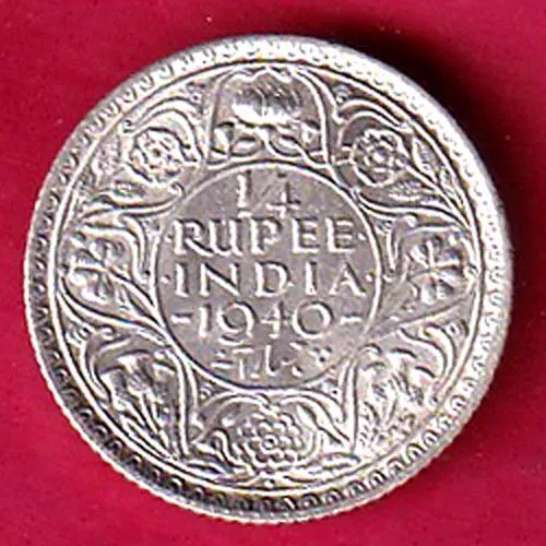 British India 1940 George VI King Emperor Quarter Rupee Coin sk 1851