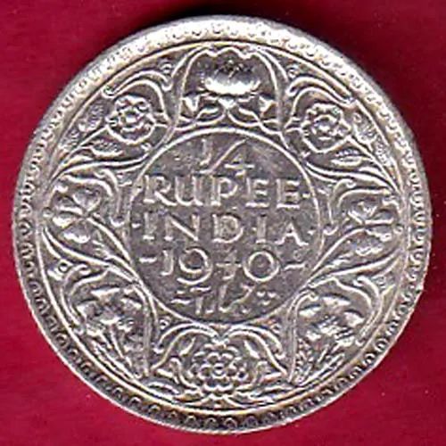 British India 1936 George VI King One Quarter rupee Coin sk 1878