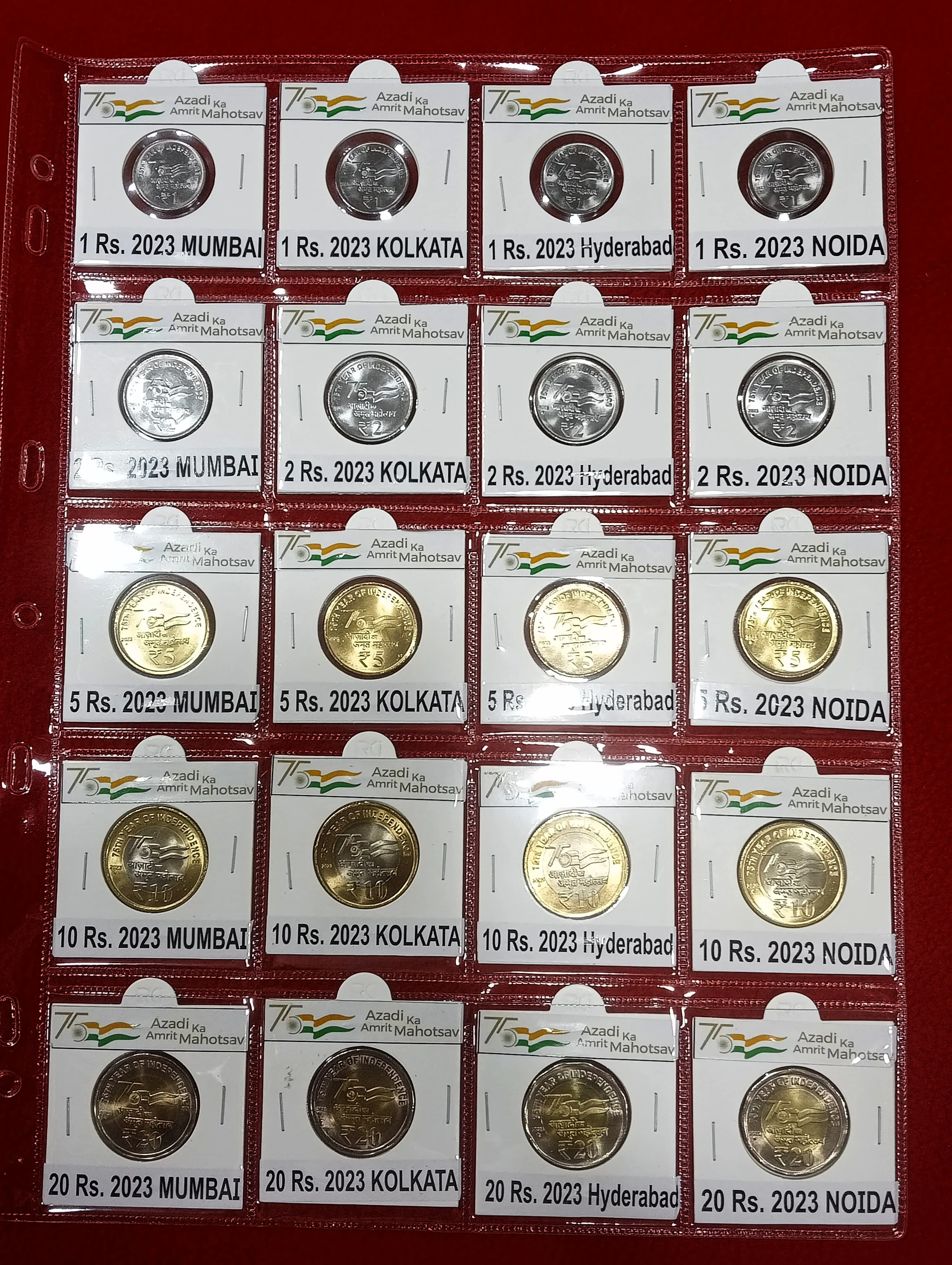 2023 AZADI KA AMRIT MOHATSAV COMPLETE SET OF 20 COINS MINT WISE YEAR WISE