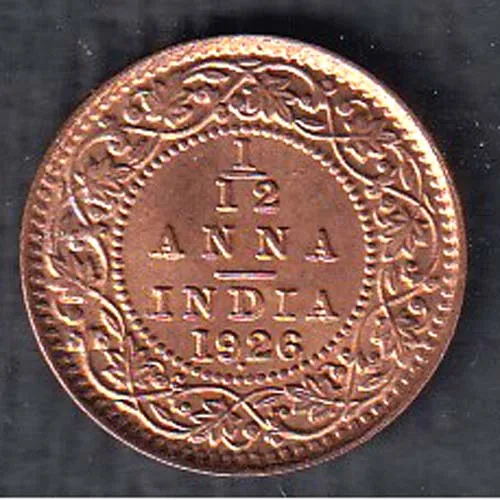 British India 1926 George VI King  Anna Copper Coin sk 1888